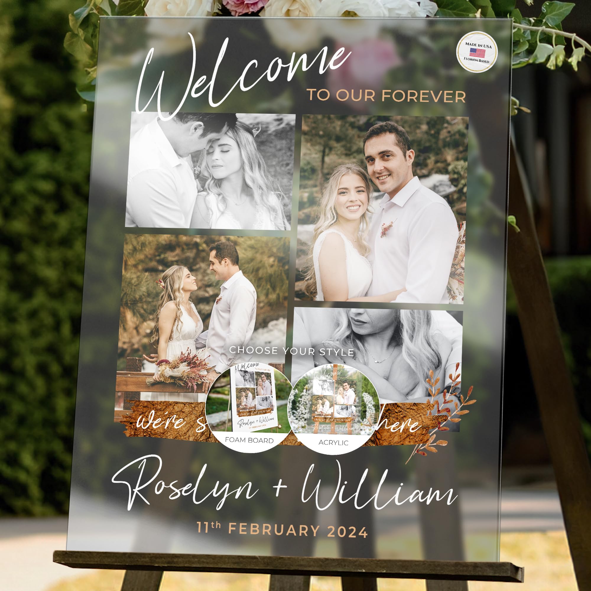 【受注製作品】Wedding Welcome Board Welcome Wedding Signs 18x24 or 24x36. Personalized and Custom Foam